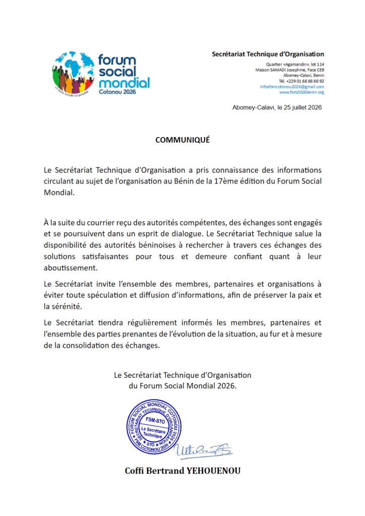 COMMUNIQUÉ